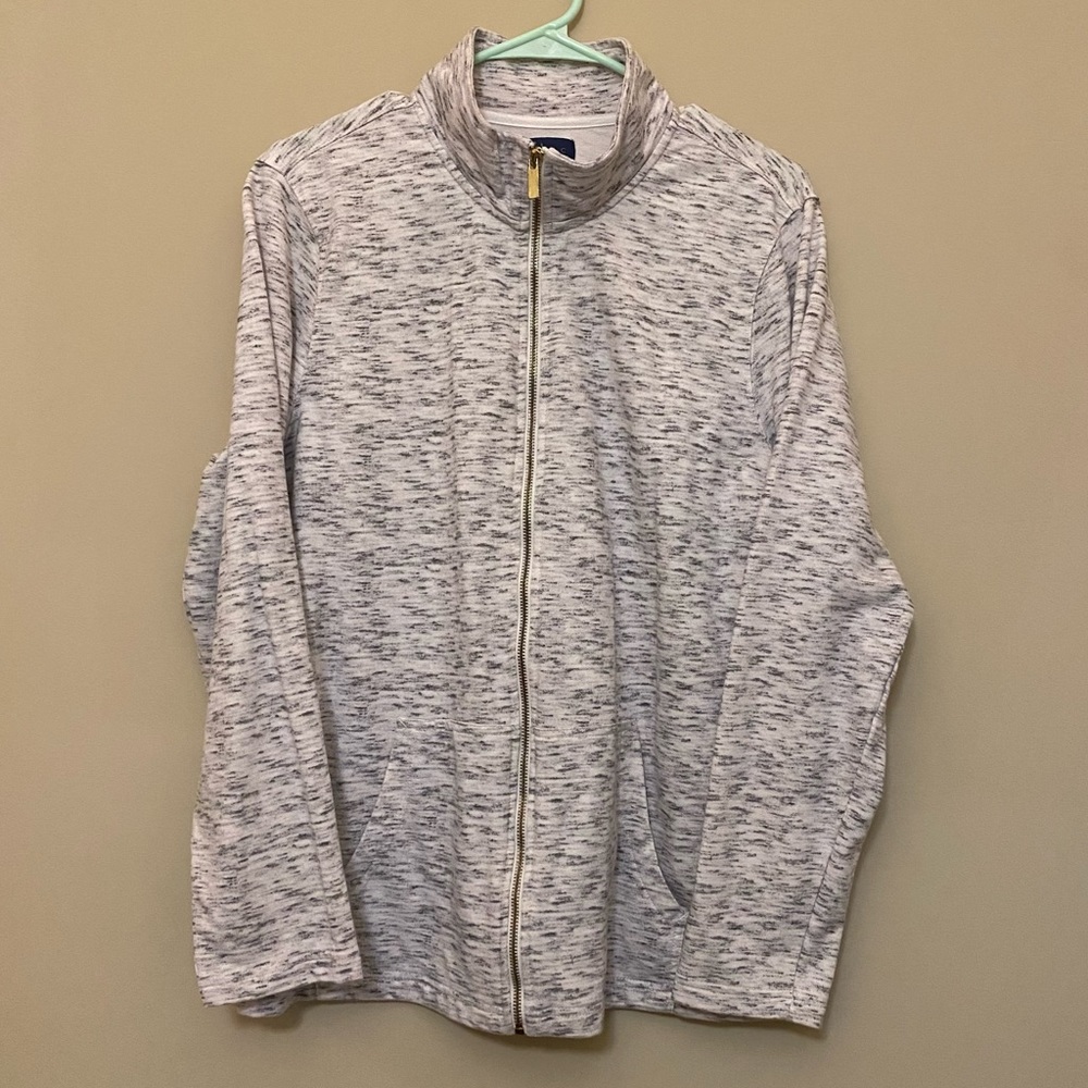 Grey & White Zip-up Cardigan basic editions XL